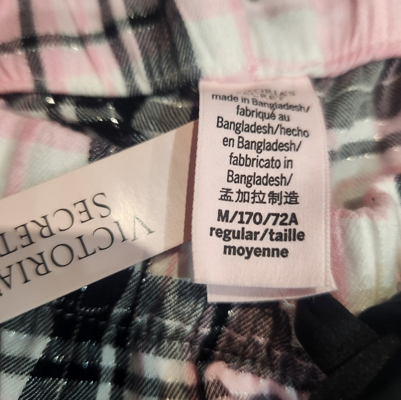 *NWT* Victoria's Secret Flannel Pajama Set -Pink Plaid- M - Picture 7 of 8